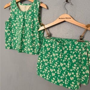 GAP Kids Green Floral Tank and Skort Set